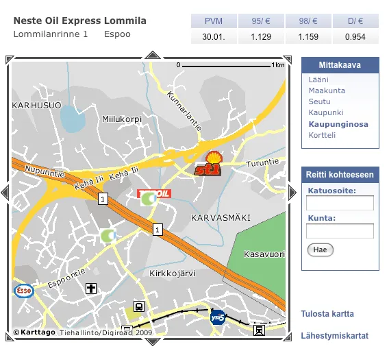 Polttoaine.net map search